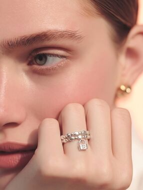 Sterling silver cz lock charm ring size 7 🆕